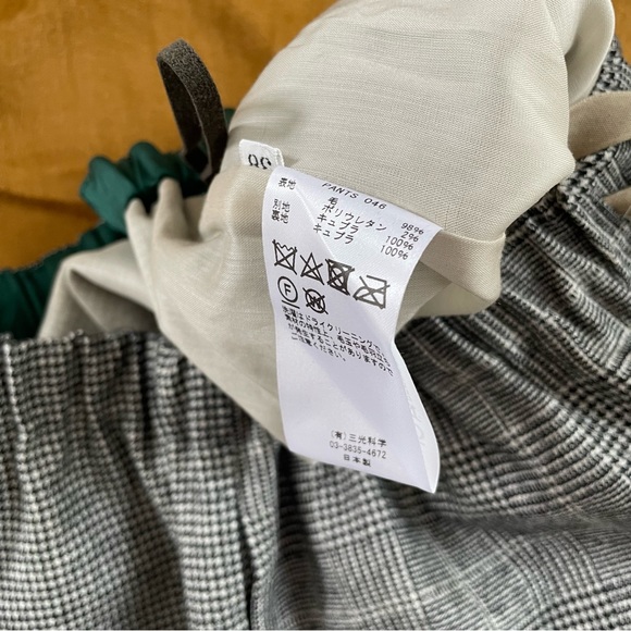 ENRICA Japan grey plaid wool drawstring straight trousers 38 - Picture 6 of 6